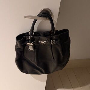 Authentic Prada butter soft Black Leather convertible satchel